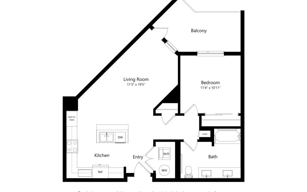 1B - Type A - 1 bedroom floorplan layout with 1 bath and 775 square feet.